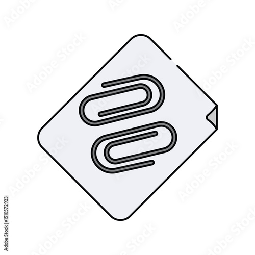 Paperclip  color line icon with white background vector stock illustration