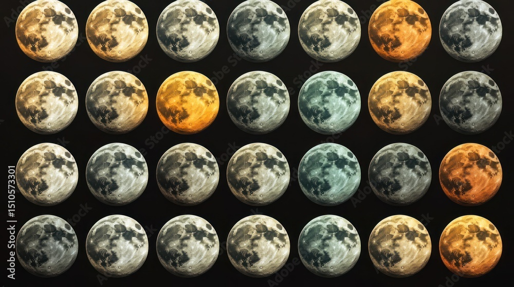 Fototapeta premium Array of moons, varying shades