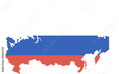 Russia country map with flag symbol illustration vector outline