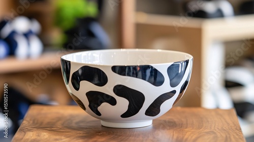 White Ceramic Bowl Featuring Elegant Black Abstract Patterns for Stylish Decor
