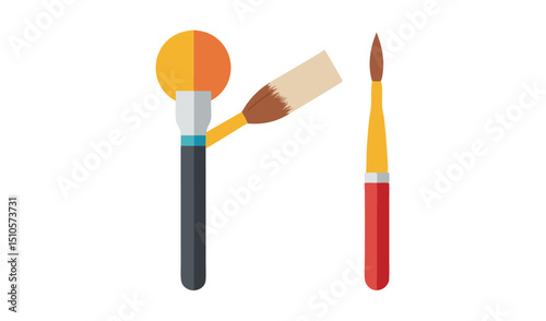 Two paintbrushes flat design illustration