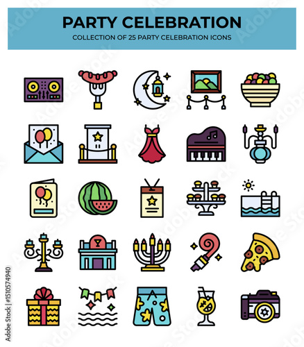 25 Party Celebration Icons. A vibrant collection of festive elements for your design projects.