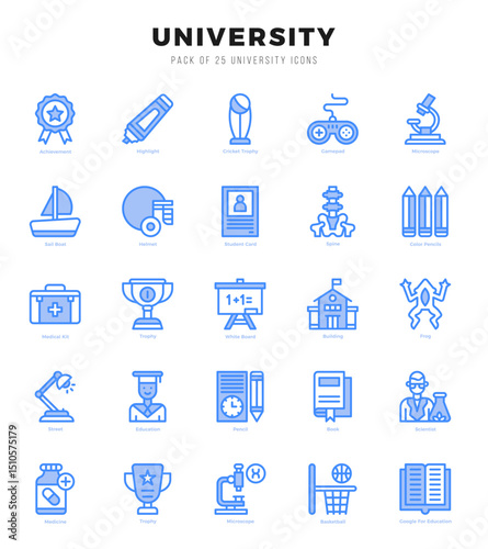 University Two Color icons collection. Two Color icons pack. Vector illustration