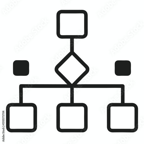 Simple black and white flowchart diagram icon