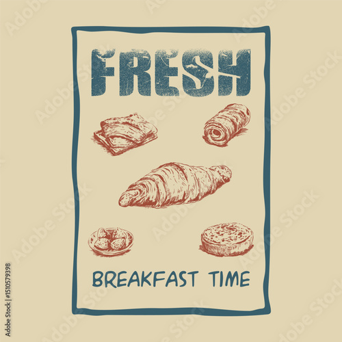 Breakfast time vector design. Morning time artwork, Fresh start your day. Breakfast time vector design. Morning time artwork for apparel, women's graphic tee, slogan t-shirt design