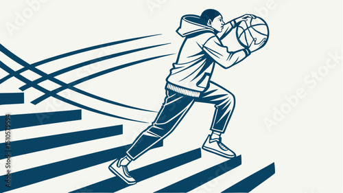 man running on stairs