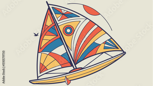 vector illustration of a sailing boat