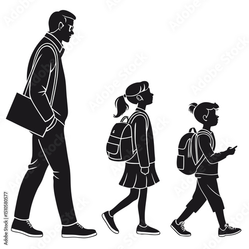 silhouette Man girl students classmates pictogram icon on white background