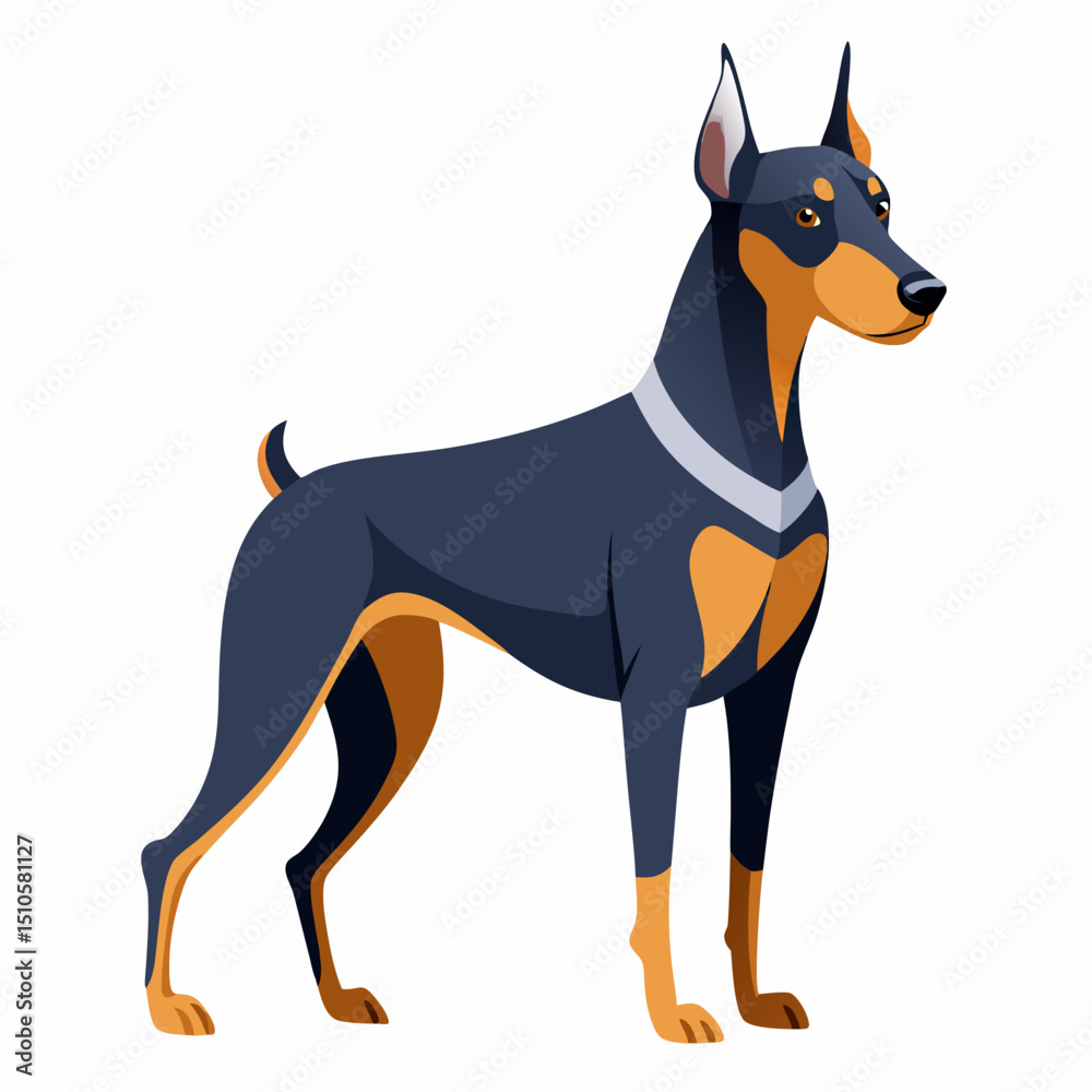 Obraz premium Cute Doberman Dog Vector – Protective Pet Illustration