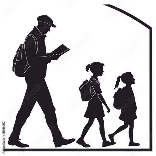 silhouette Man girl students classmates pictogram icon on white background