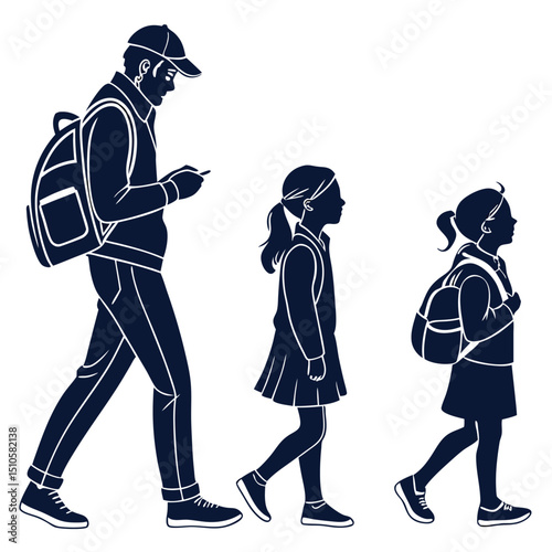silhouette Man girl students classmates pictogram icon on white background