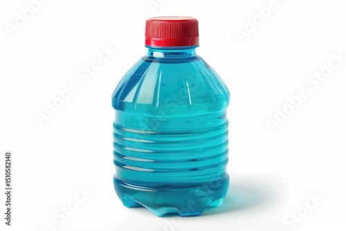 high definition picture of Blue windshield washer fluid bottle, isolated. photo