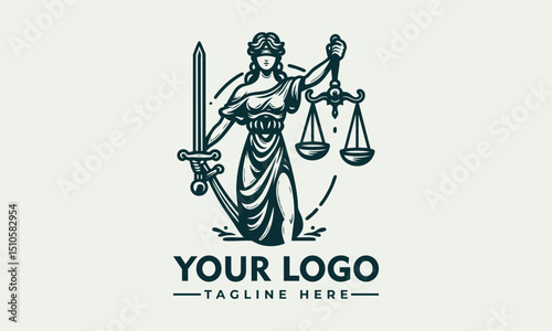 Statue of Lady Justice holding balance scales and sword to represent impartial law enforcement. Legal concept
