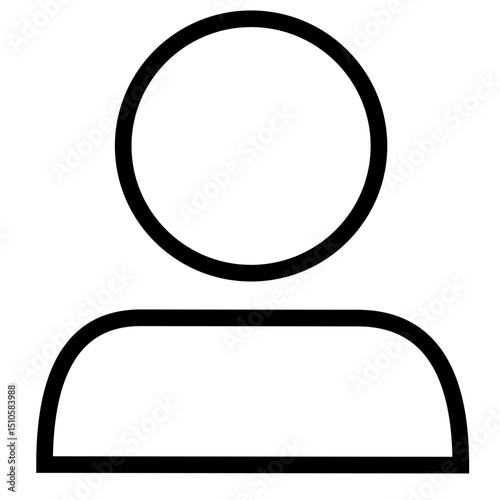 People icon.The image depicts a generic user icon, often used to represent a profile or account. simple outline of a head and shoulders.