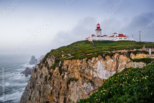 Lighthouse Atlantic Ocean Portugal 35 mm film. Cabo da Roca photo