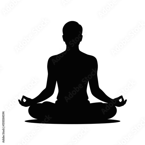 A silhouette of a person sitting cross-legged in a meditative pose