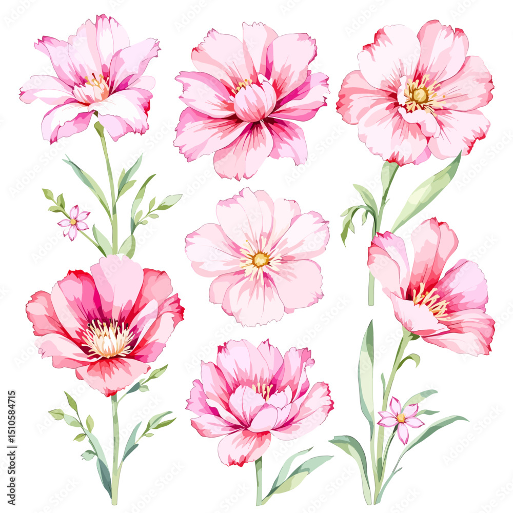 Obraz premium Beautiful Garden Flower Clipart Set for Digital and Printable Projects