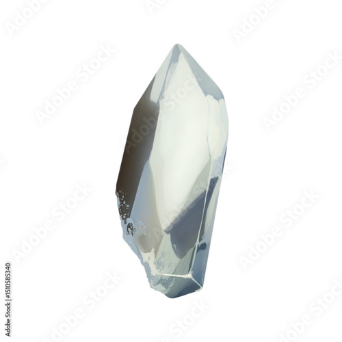 Single clear crystal mineral stone isolated on transparent background, png