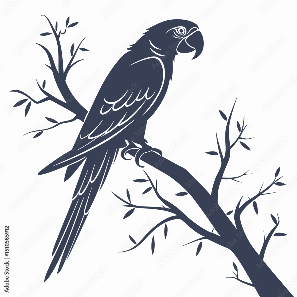 Obraz premium Silhouette parrot on white background