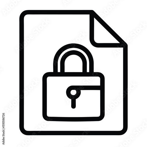 Secured document file icon data protection privacy lock