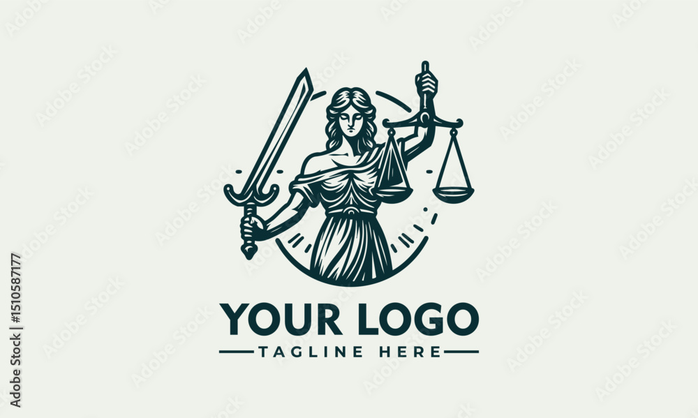 Fototapeta premium Statue of Lady Justice holding balance scales and sword to represent impartial law enforcement. Legal concept 