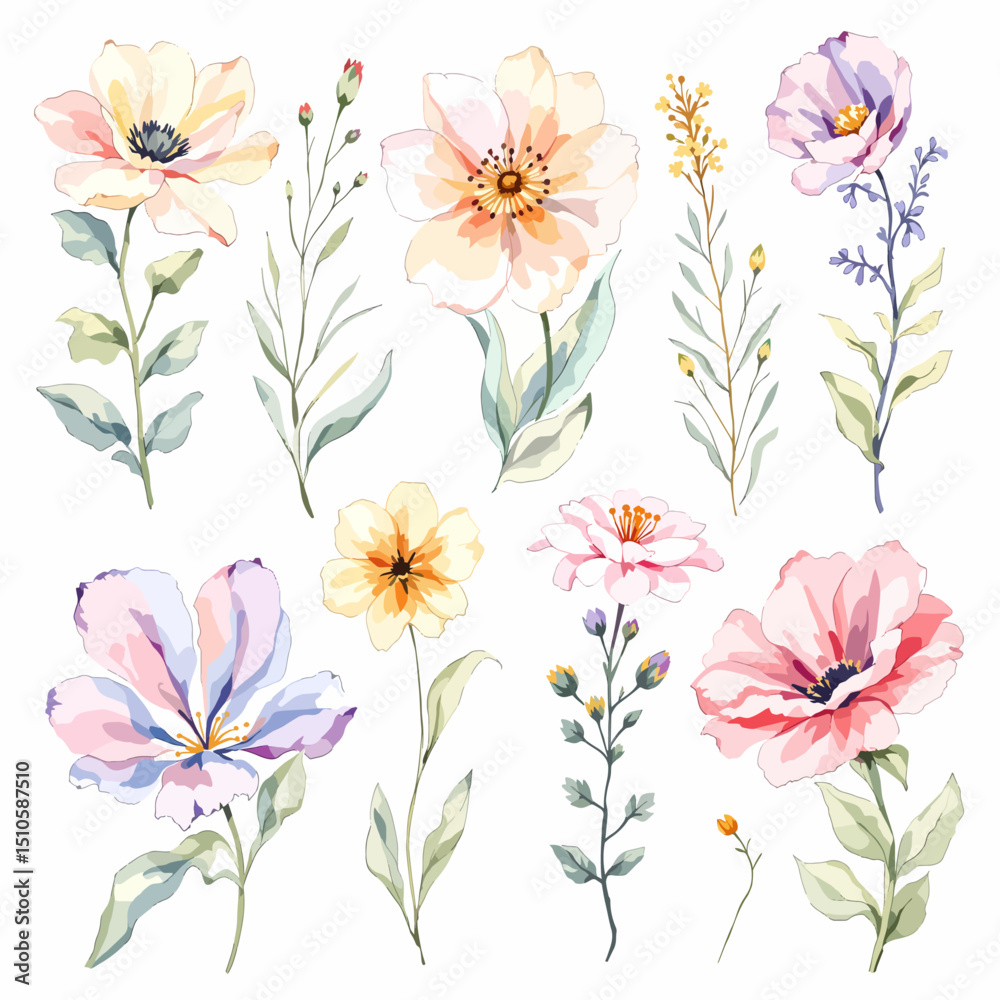 Obraz premium Petals of Hope Blooming Brightly Within a Peaceful Watercolor Garden