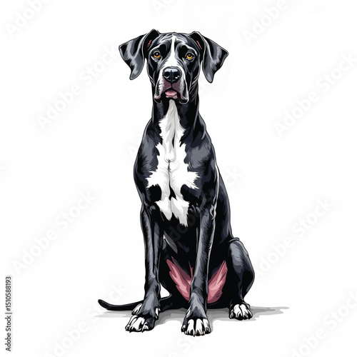 Adorable Cartoon Great Dane Puppy Vector Illustration