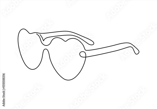 Heart-shaped sunglasses in a single line drawing