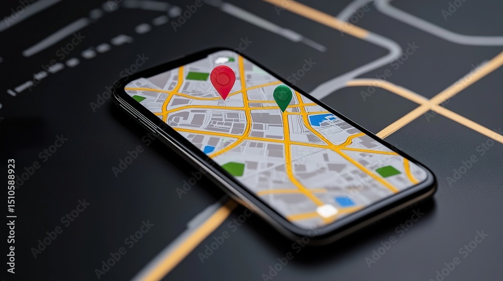 custom made wallpaper toronto digitalSmartphone with Map Application Close-up