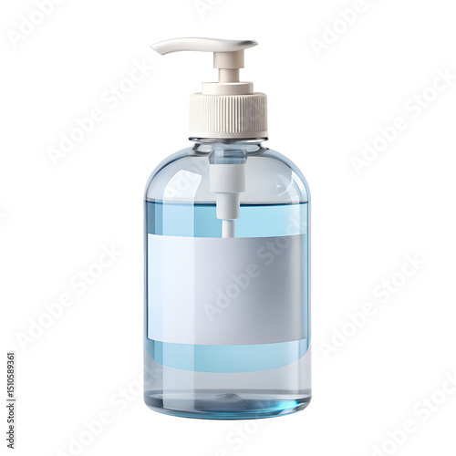 Medical Sanitizer Bottle with Blank Label Isolated on Transparent Background photo