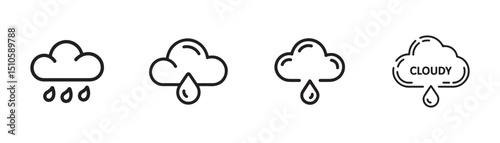 Simple weather icons depicting cloudy and rainy conditions