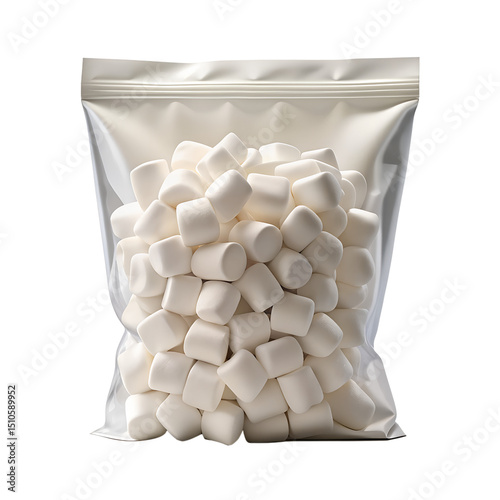 White Marshmallow Bag Design Mockup Isolated on Transparent Background