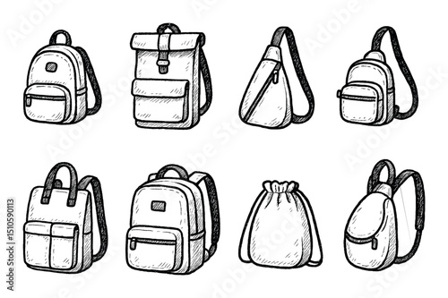 Hand-Drawn Backpack Icons