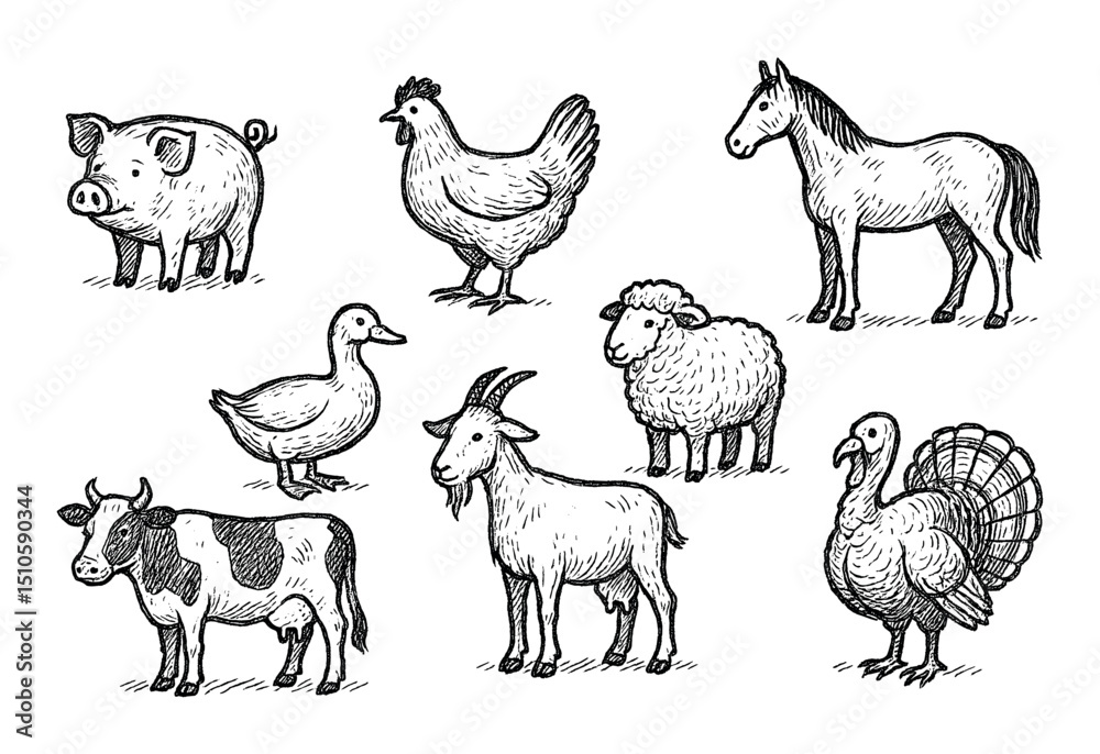 Obraz premium Farm Animal Icons