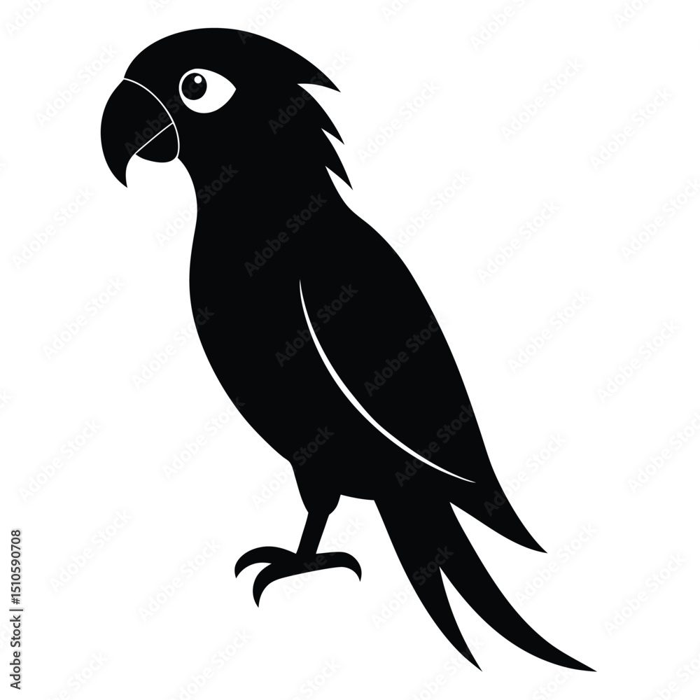 Fototapeta premium Silhouette parrot on white background