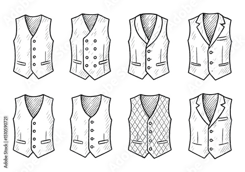 Hand-Drawn Waistcoat Icons