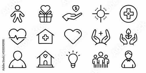 Thin line charity care icon design generous sympathetic helping hand symbol