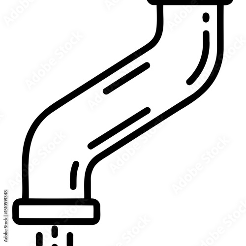 Downpipe illustration in minimalist style with black lines and white background for concept