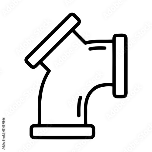 Elbow pipe illustration in minimalist style with black lines and white background for concept
