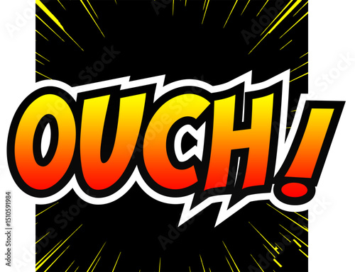 Cartoon comic sign burst clouds. Speech bubble, Ouch sign expression and pop art text frames. Comics mem expressions speech, superhero book Bang label. Isolated vector symbols set