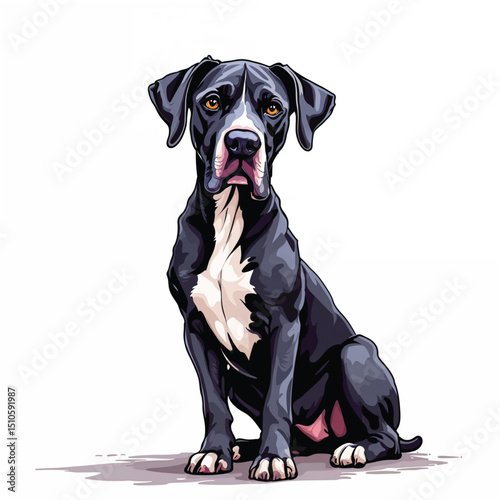 Adorable Cartoon Great Dane Puppy Vector Illustration