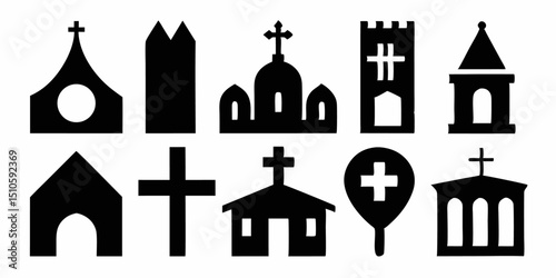 Christian church logo design template a single icon featuring black yellow cyan magenta color scheme