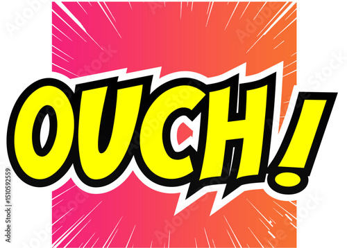 Cartoon comic sign burst clouds. Speech bubble, Ouch sign expression and pop art text frames. Comics mem expressions speech, superhero book Bang label. Isolated vector symbols set