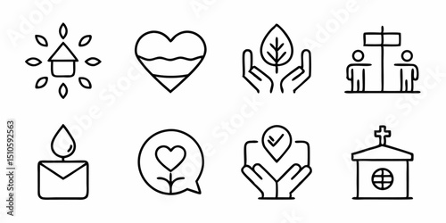 Care icon design thin line style charity symbol representing generosity and sympathy