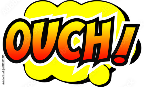 Cartoon comic sign burst clouds. Speech bubble, Ouch sign expression and pop art text frames. Comics mem expressions speech, superhero book Bang label. Isolated vector symbols set