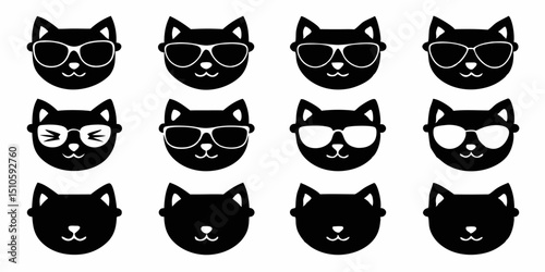 Cool cat icon design a single sunglasses wearing feline icon for branding and digital projects