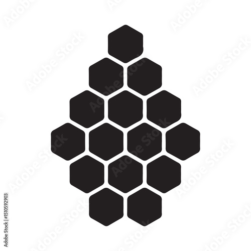 Honeycomb honey comb hexagonal pattern flat icon for apps and websites, Vector black silhouette. with white background