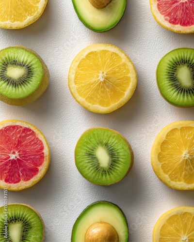 Vibrant fruit slices artfully arranged