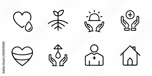 Thin line charity care icon design featuring generous and sympathetic themes in cmyk color palette