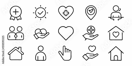 Single care icon design in thin line style representing charity generosity and sympathy